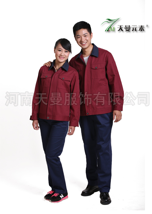 深紅長袖工作服1